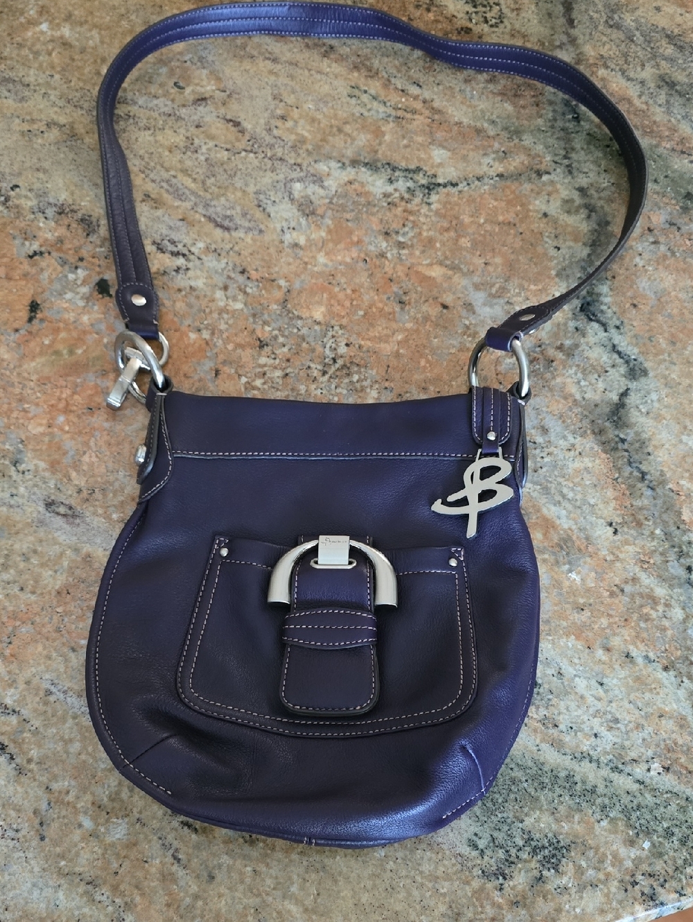 B Makowsky b makowsky Signature Purple Leather Crossbody Bag New